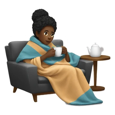Black woman wearing cozy blanket drinking tea  sticker