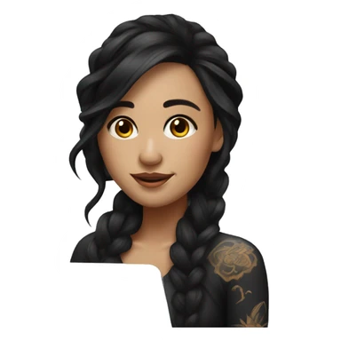 beautiful girl, with arm tattoos, with long black hair, wavy hair, chinese, with laptop sticker