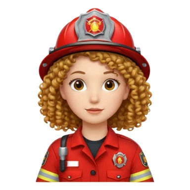 Firefighter girl curly hair with red uniform sticker