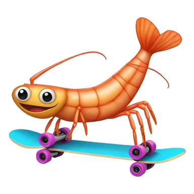 Shrimp riding skate board sticker