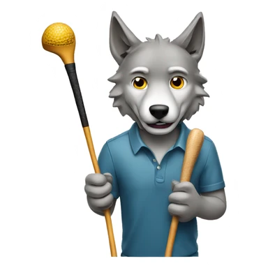 wolf holding a golf club sticker