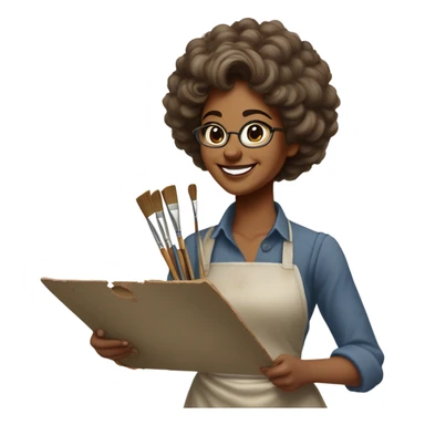 woman painter like bob ross sticker