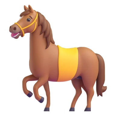 horse standing, isometric view, emoji style, big smile sticker