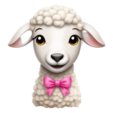 a lamb with a pink bow around its neck sticker