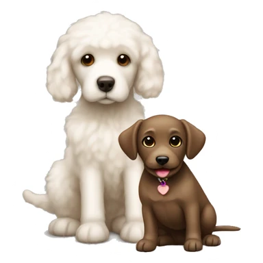 Brown Labrador and fluffy white poodle sticker