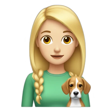 Blonde girl and beagle sticker