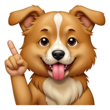 Dog with tongue out sticking the middle finger sticker