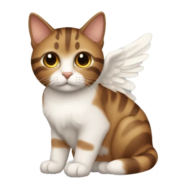 An adult and totally brown striped cat with angel’s wings sticker
