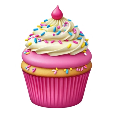super realistic vanilla cupcake with hot pink frosting and sprinkles sticker