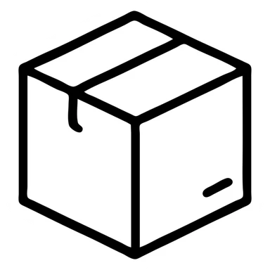 a cardboard box with one side showing, simple, clear lines sticker