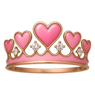 heart crown with a pink base, hearts in various pink enamel shades, sparkling gems sticker