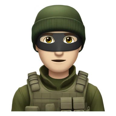 white male, pale skin, call of duty dark mask, green camo tactical gear, combat boots, black beanie, hazel eyes sticker