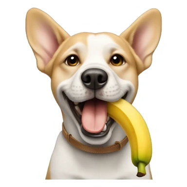 Dog with banana sticker