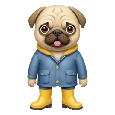 pug with rainboots sticker