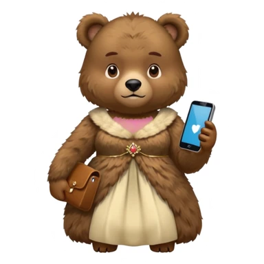 russia bear with custome dress and smartphone sticker