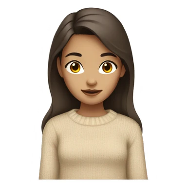 Girl With dark brown hair and brown eyes in a beige sweater sticker