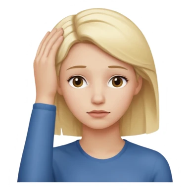 Cewe blonde yang lagi overthingking lalu ada satu tangannya memgang kepala keliatan setengah badan tanganya kosong dan satu aja sticker