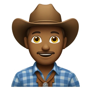 A cowboy wearing a blue plaid shirt sticker