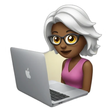 Woman with macbook sticker