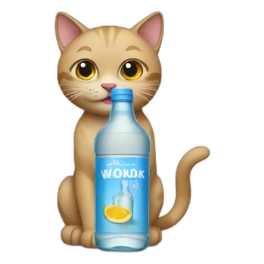 cat with bottle of vodka sticker