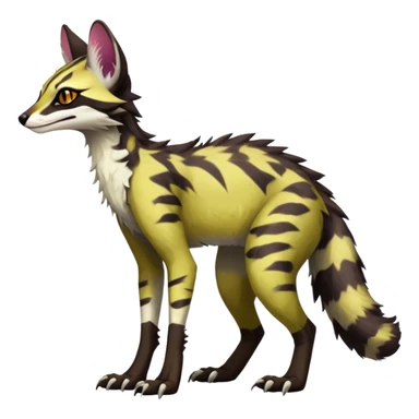 Feral Rare Fantasy dark vibrant warm-colored Vernid-Sergal-Genet-species by LiLaiRa, random markings, tufted ears, full body, 4 legs sticker