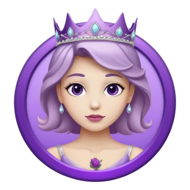 Purple shadow rose flower, silver circle plaque, silver tiara sticker