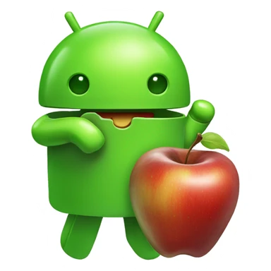 Green Android Eating a ios apple sticker