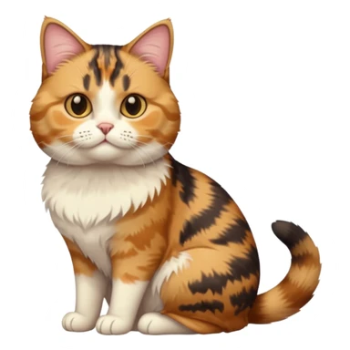 full body calico tabby  cat with small head and short but chubby body sticker