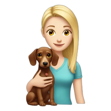 white girl with light eyes and her little teckel dog sticker