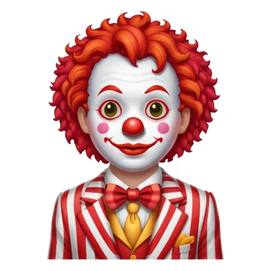 clown with bright red curly hair and white-red striped suit sticker