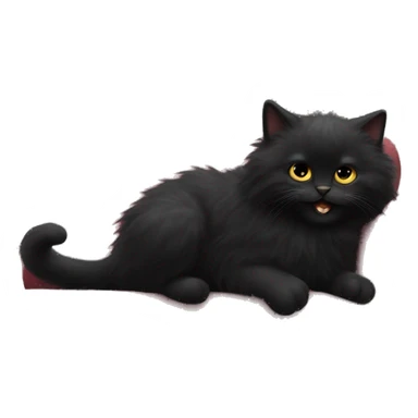 Black fluffy psycho kitty climbing the couch sticker