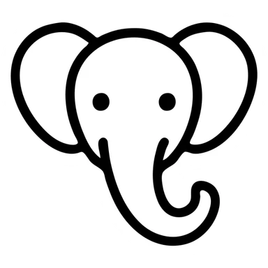 stylized elephant head icon, large ears, curved trunk, modern icon style sticker