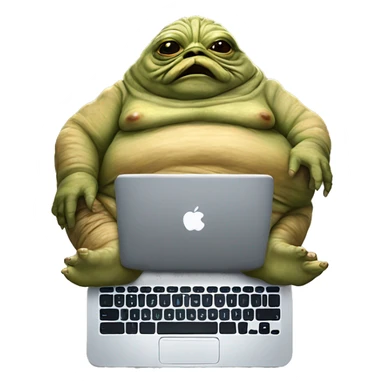 Jabba the Hutt from Star Wars with a laptop sticker