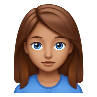 Girl with tan skin, brown hair, and blue eyes  sticker