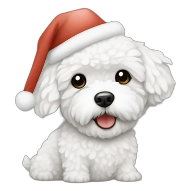 white maltipoo with snowman sticker