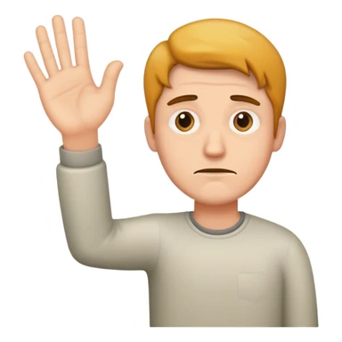 Unhappy man giving hand sticker