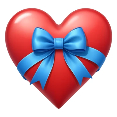 heart with blue ribbon bow sticker