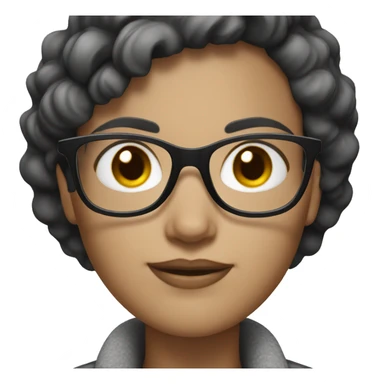 White skin black and gray short hair woman glasses sticker