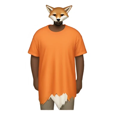 Kanye West dress With an orange T-shirt that has a fox sticker