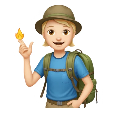 cheerful camper hiker with a backpack sticker