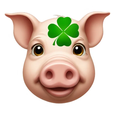 pig with four leafed clover sticker