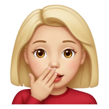 Hand over mouth with blushed cheeks more redness on cheek and smiling  sticker