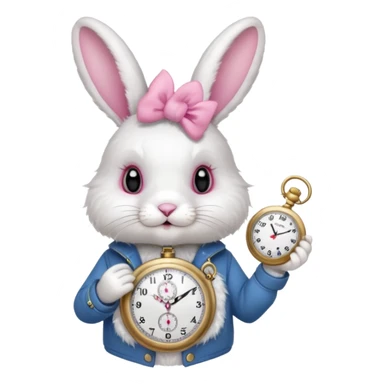 Rabbit holding watch sticker