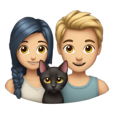 girls and boy with their two shpynx cats sticker