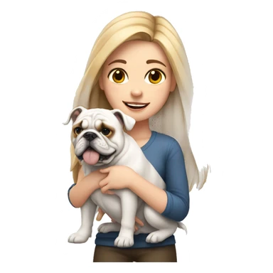 White girl holding English bulldog sticker