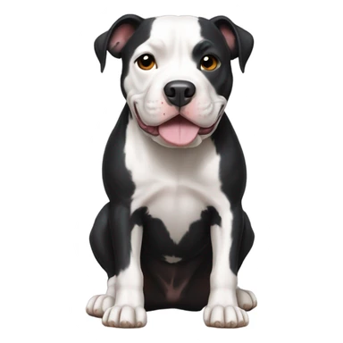 Black pitbull with white paws and a white stripe down face. White belly sticker