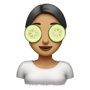 girl with cucumber over eyes relaxing  sticker