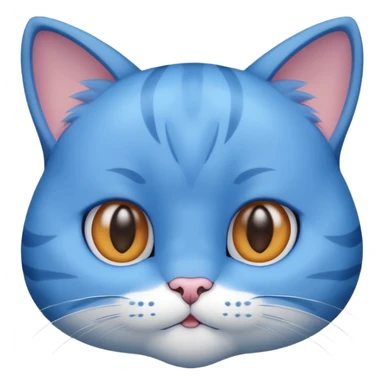 cute blue cat with a large head and simple facial features sticker