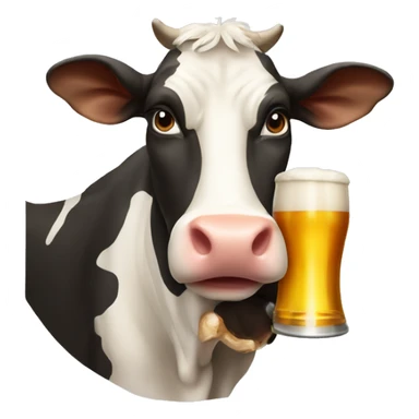 Cow drinking beer  sticker