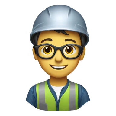 smiling boy with safety helmet and glases sticker